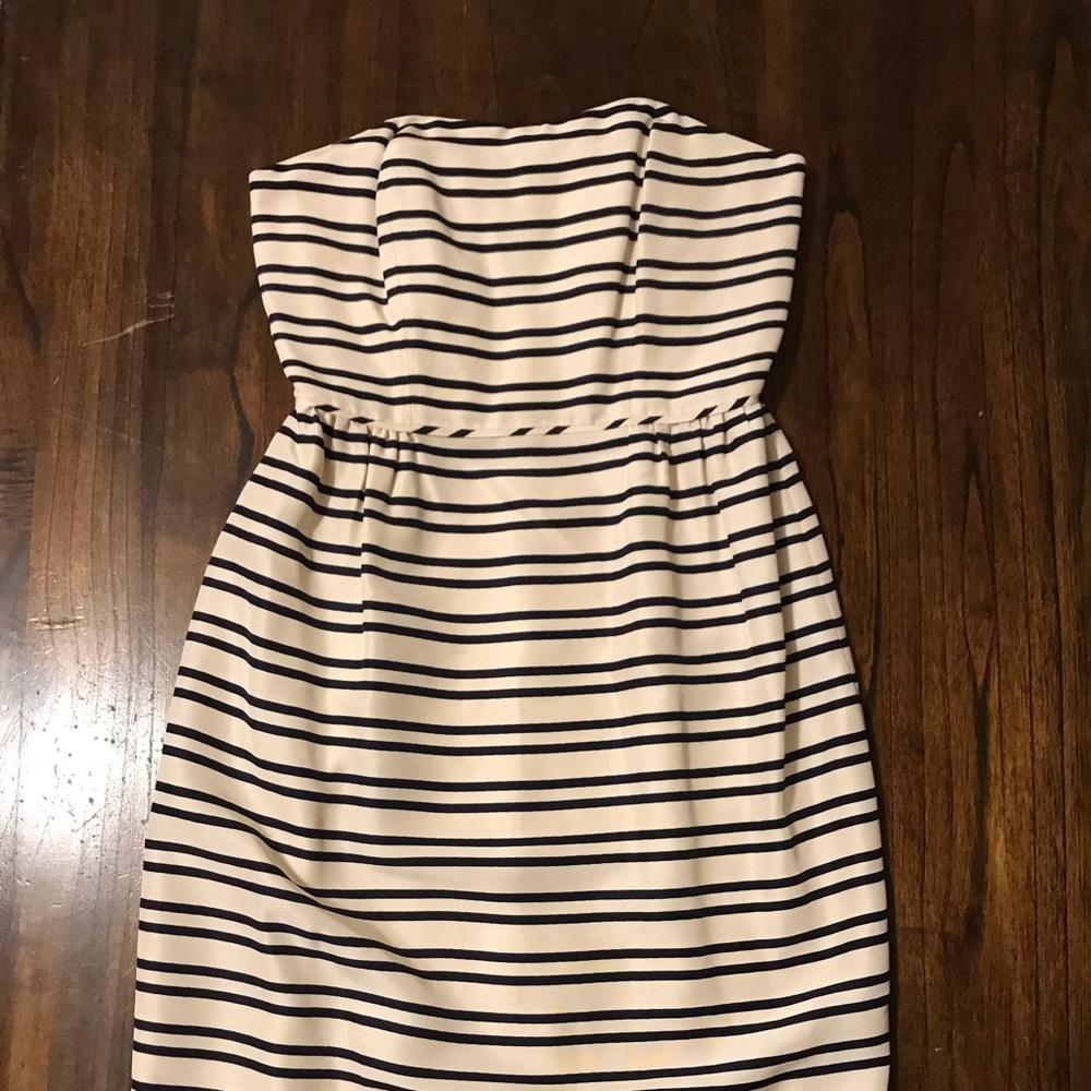 Cream w black strips strapless J.Crew size 4 dress
